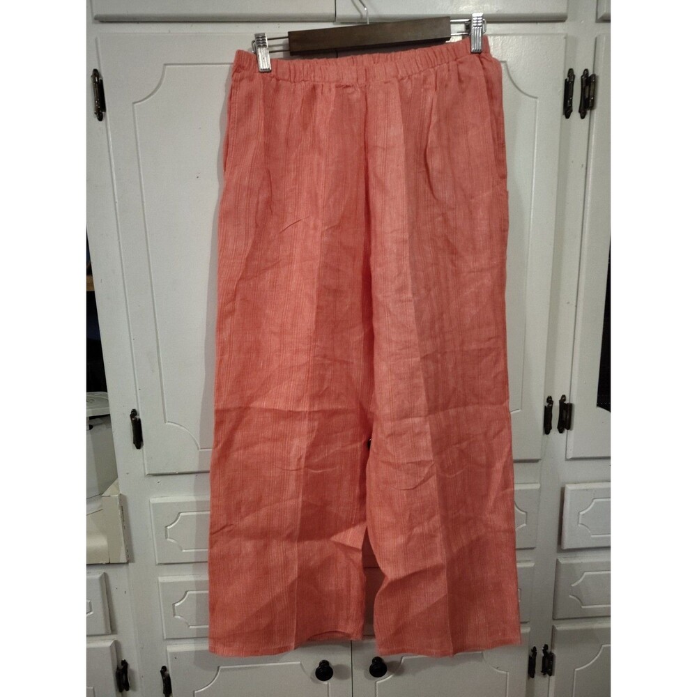 Flax Pants Size Small Orange Linen Womens Pull-On